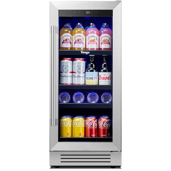 Yeego Single Zone 15 in. 80 (12 oz.) Cans Beverage Refrigerator Soda Beer Drink Cooler Built-in/Freestanding 34-54°F