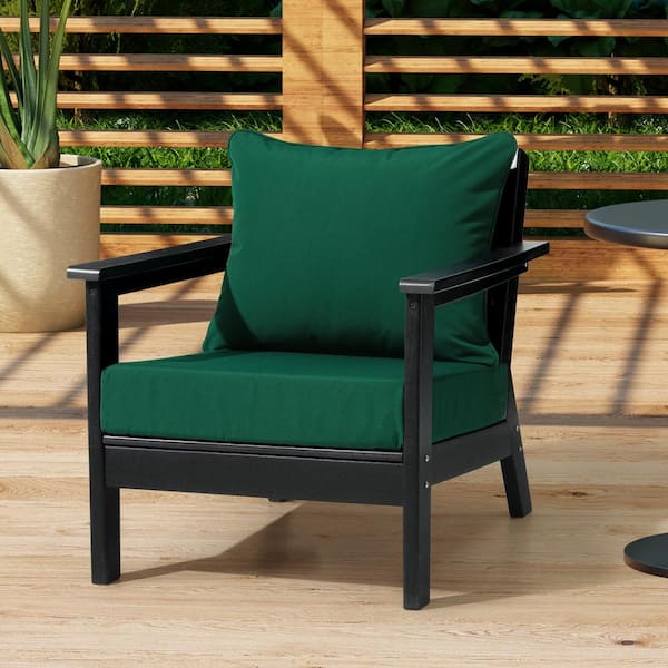FadingFree (Set of 1) 25 in x 25 in Outdoor Patio Deep Seating Lounge Chair Seat Cushion and Back Pillow Set, Green