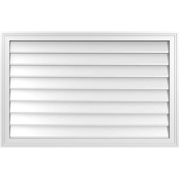 Ekena Millwork 40 in. x 26 in. Vertical Surface Mount PVC Gable Vent: Decorative with Brickmould Frame