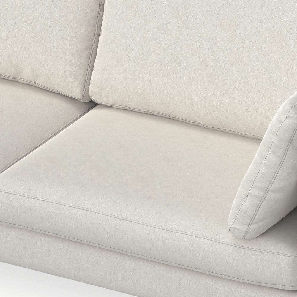 Ava 76'' Cream Upholstered Mid-Century Modern Sofa