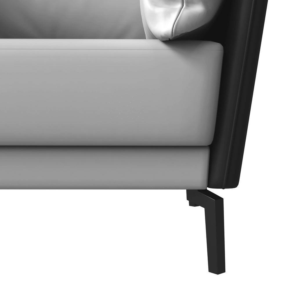 Luxify Black and Gray Faux Leather Barrel Accent Chair