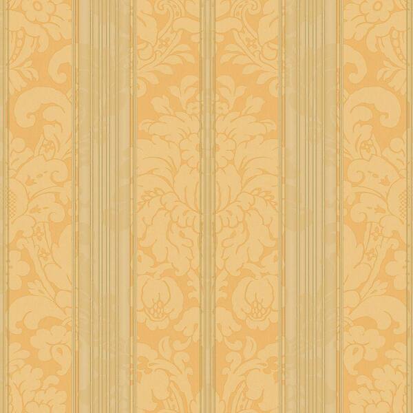 The Wallpaper Company 8 in. x 10 in. Yellow Damask Stripe Wallpaper Sample
