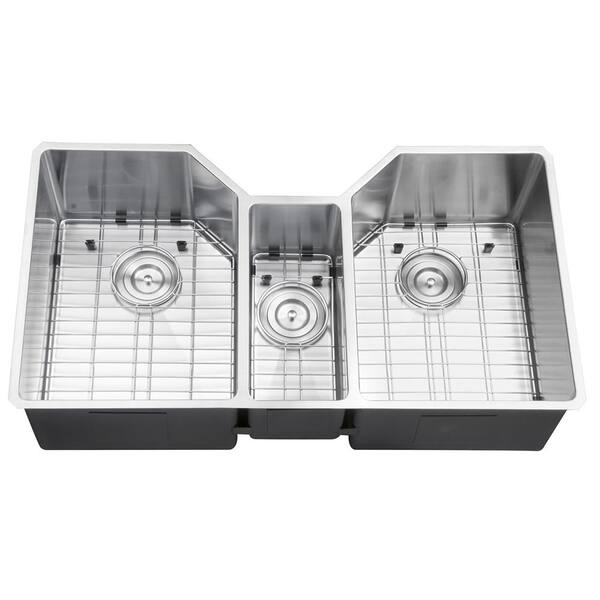 Undermount Stainless Steel 35 in. 16-Gauge Triple Bowl Kitchen Sink