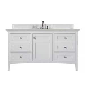 Palisades 60 in. W x 23.5 in. D x 35.3 in. H Bath Vanity in Bright White with Eternal Serena Quartz Top