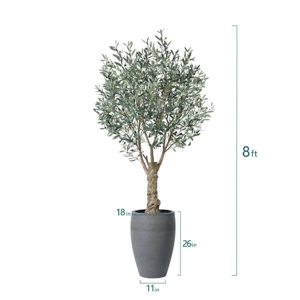 DR.Planzen 8 ft. uv Resistant Artificial Olive Tree With Grey Tall