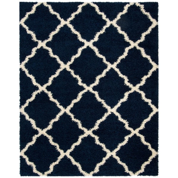 SAFAVIEH Dallas Shag Navy/Ivory 8 ft. x 10 ft. Geometric Area Rug