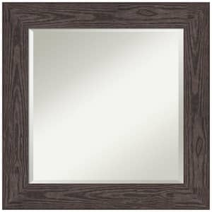 Bridge Black 26 in. W x 26 in. H Wood Framed Beveled Bathroom Vanity Mirror in Black