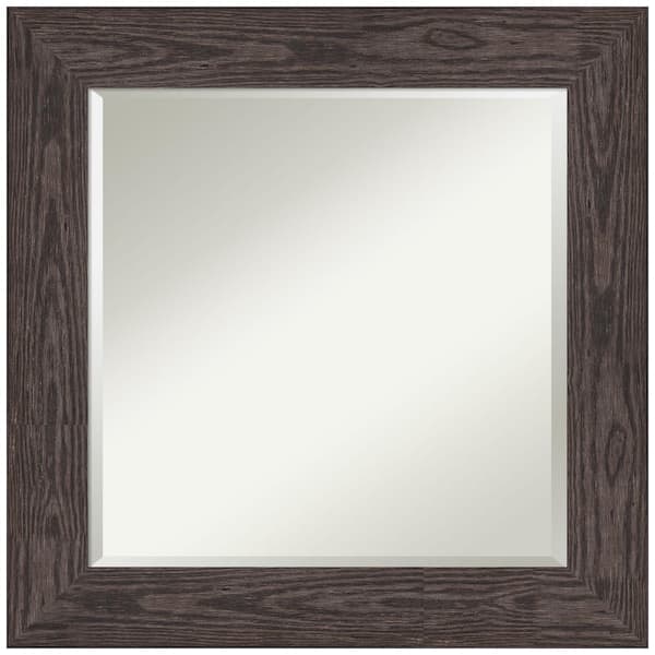Amanti Art Bridge Black 26 in. W x 26 in. H Wood Framed Beveled Bathroom Vanity Mirror in Black