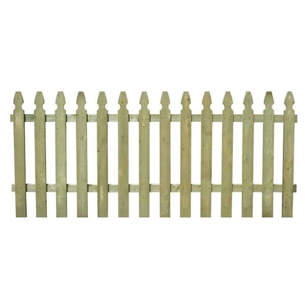 Unbranded 3-1/2 ft. x 8 ft. Pressure-Treated Pine Spaced French Gothic Fence Panel