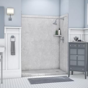 Royale 36 in. x 60 in. x 80 in. 11-Piece Easy Up Adhesive Alcove Bathtub/Shower Wall Surround in Tundra