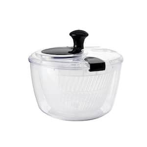 Large Salad Spinner Collander with Storage Lid, Drainer & Bowl with 5.28 Qt Capacity in Clear