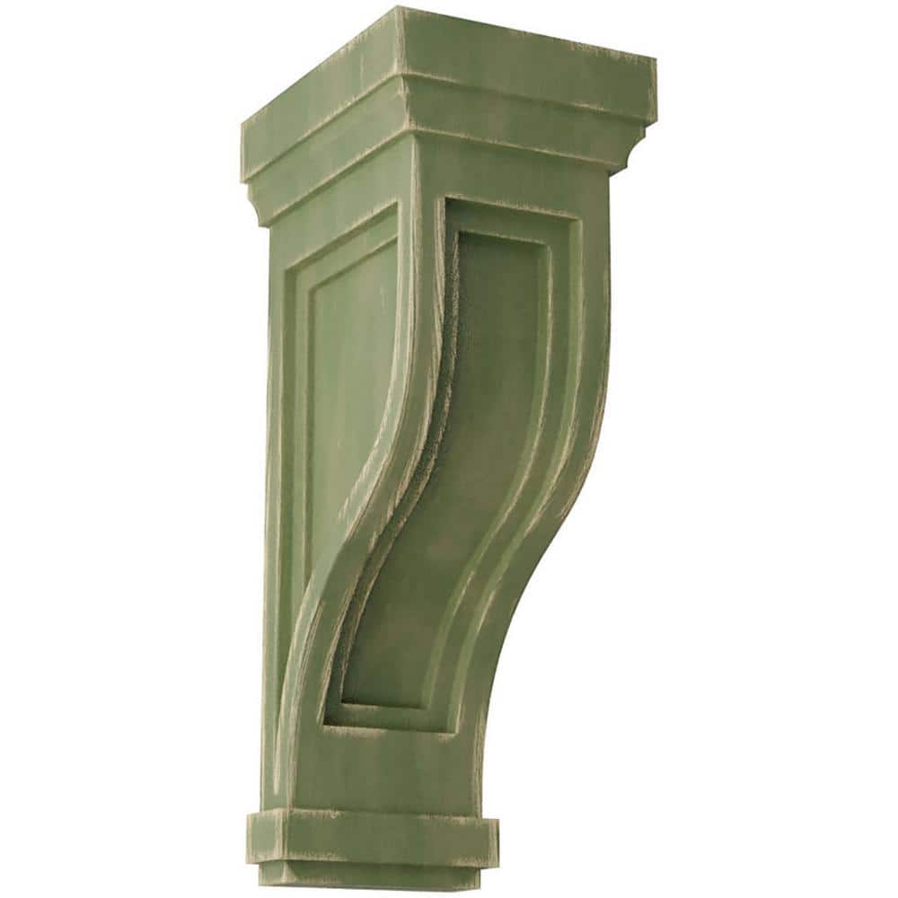 Restoration Green Rubberwood Vintage Architectural Corbel