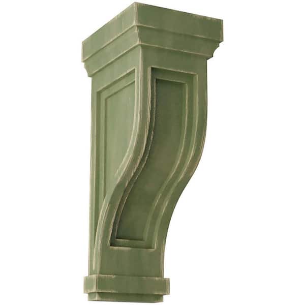 Ekena Millwork 6-1/2 in. x 14 in. x 6-1/2 in. Restoration Green Traditional Recessed Wood Vintage Decor Corbel