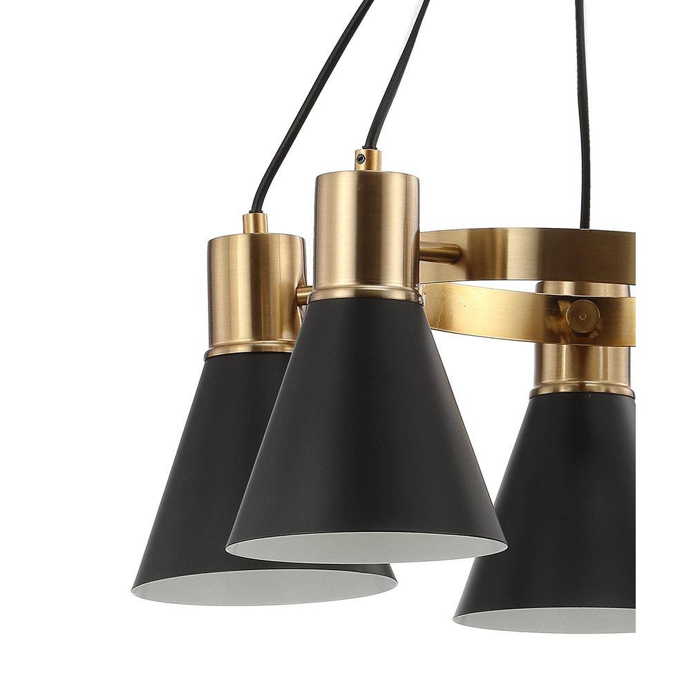 Markle 22" Matte Black & Brass Gold 5-Light LED Chandelier