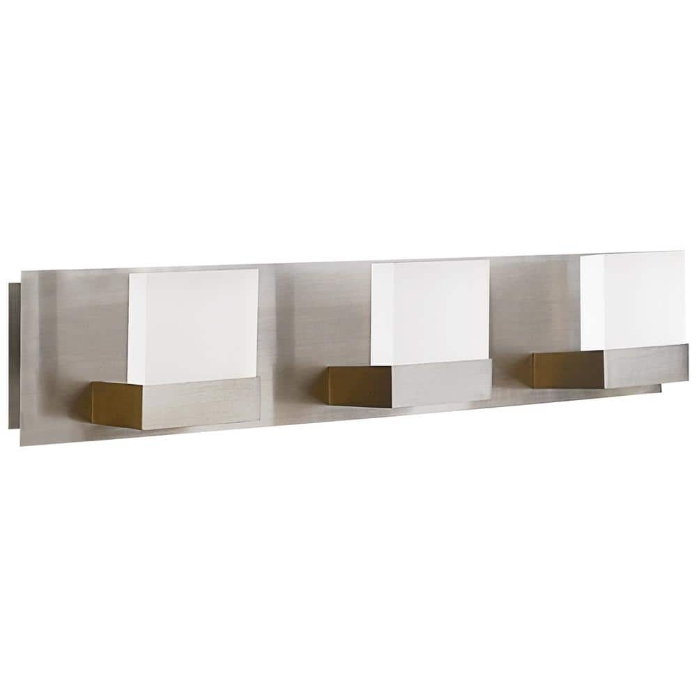 TRUE FINE 24 in. 3-Light Brushed Nickel Modern/Contemporary LED Bathroom  Vanity Light Bar TD120002W-LED - The Home Depot