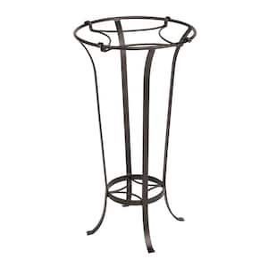 28 in. Tall Roman Bronze Powder Coat Iron Tulip Plant Stand with Insert