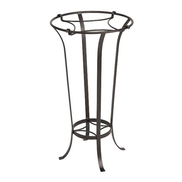 ACHLA DESIGNS 28 in. Tall Roman Bronze Powder Coat Iron Tulip Plant Stand with Insert