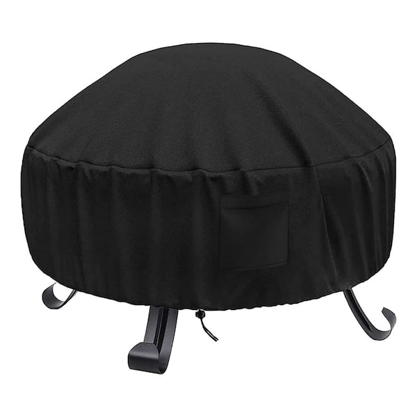 Misopily 22 in. to 34 in. Fire Pit Cover Round 420D Heavy-Duty Oxford Fabric Full Coverage Patio Outdoor, Waterproof Fire Bowl