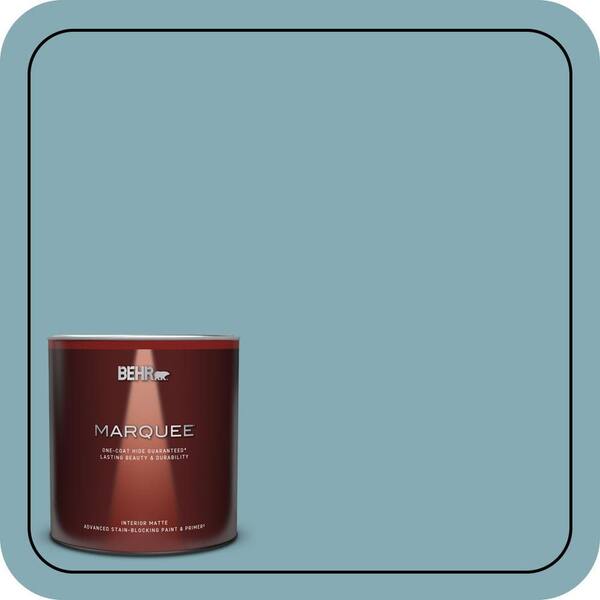 BEHR MARQUEE 1 qt. #S450-4 Crashing Waves One-Coat Hide Matte Interior Paint & Primer