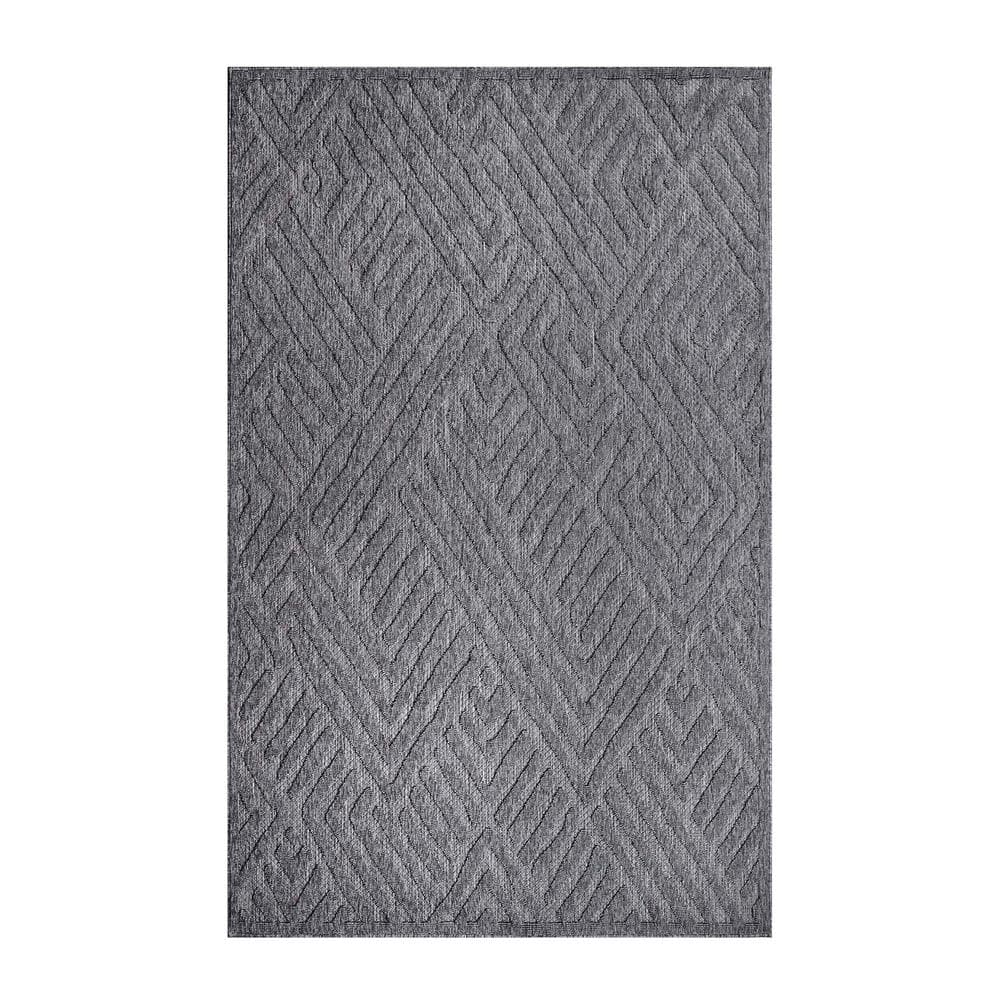 SUPERIOR Wynn Grey 6 ft. x 8 ft. 10 in. Modern Geometric Indoor/Outdoor