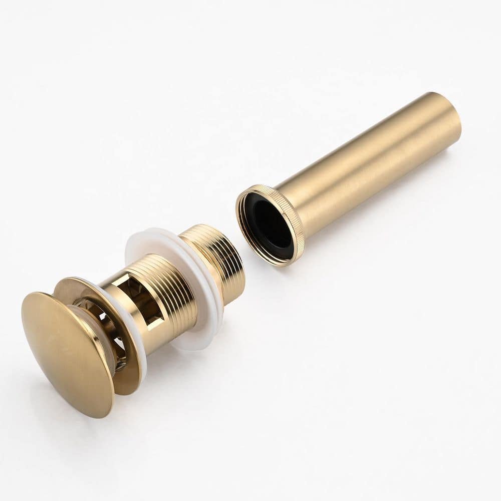 Brushed Gold Bathroom Pop-Up Drain with Overflow and Strainer