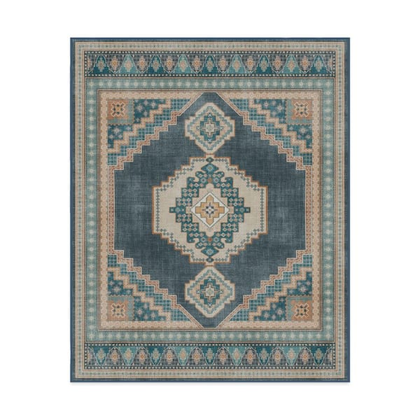 Machine Washable Rug with Standard Pad - Rayne Soft Navy 8 ft. x 10 ft.