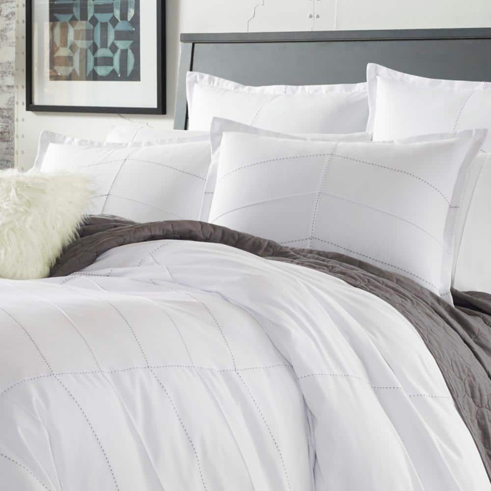 Courtney White Microfiber Reversible Full Comforter Set