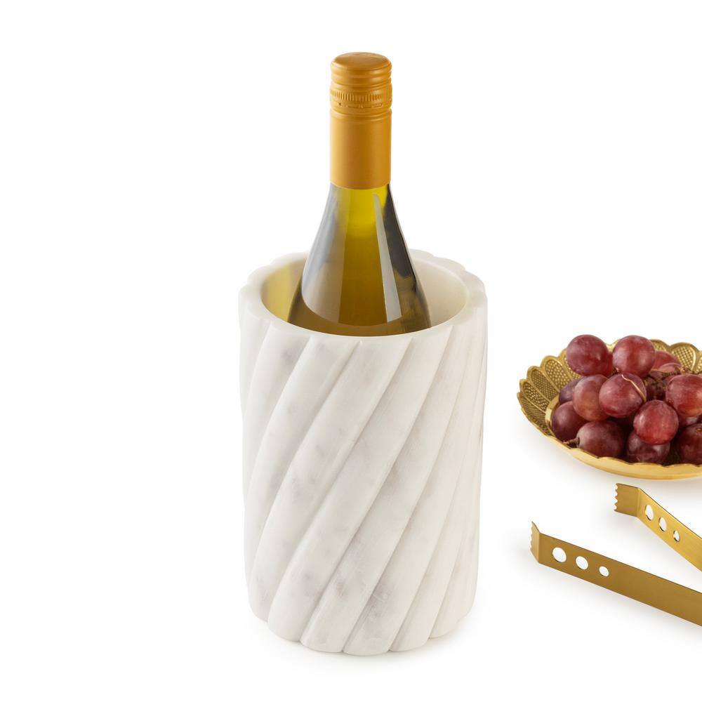 White Marble Round Bottle Chiller with Twist Ridges