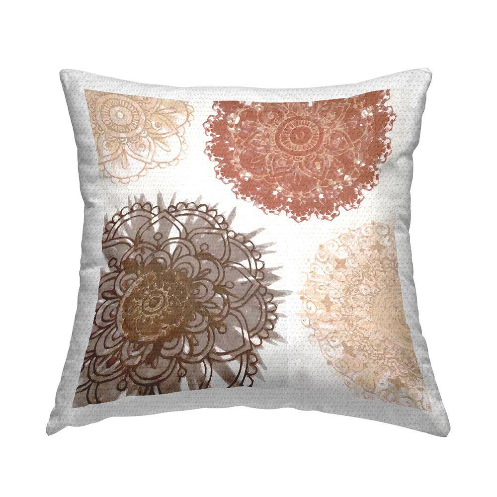 Boho Ornate Floral Patterns Brown Square Outdoor Throw Pillow price history on PriceWatchPro
