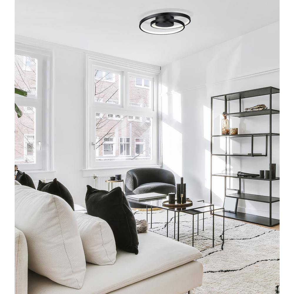 Livana Black and White Glass LED Flush Mount Light