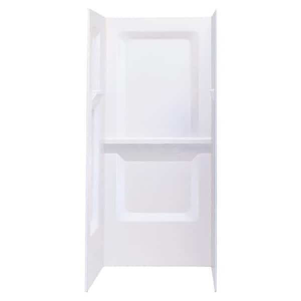 MUSTEE 36 in. W x 73.25 in. H Durawall Three piece Direct-to-Stud Alcove Shower Wall Surround Set in White