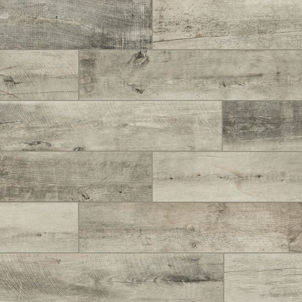 Florida Tile Home Collection Sunset Wood Light Grey 8 in. x 12 in. Matte Porcelain Tile Sample (0.66 SF/PC)