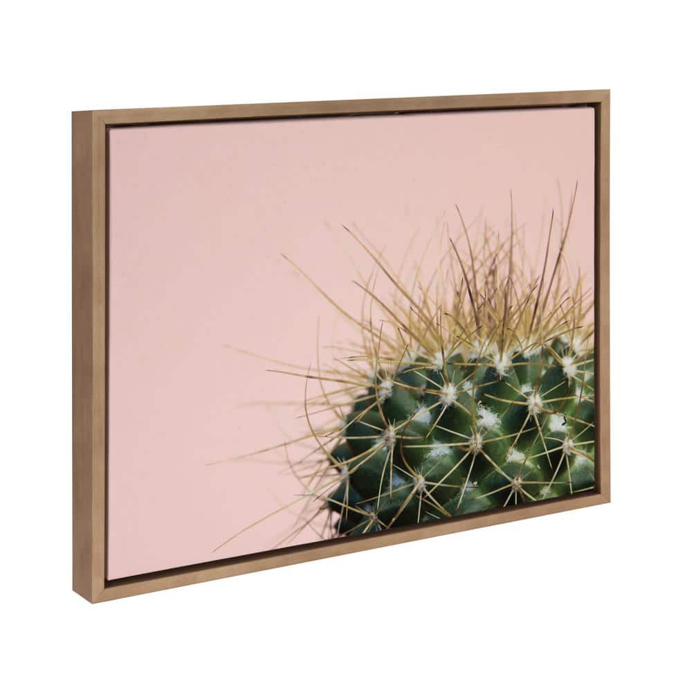 Gold Framed Cactus Print on Canvas Wall Art, 18x24