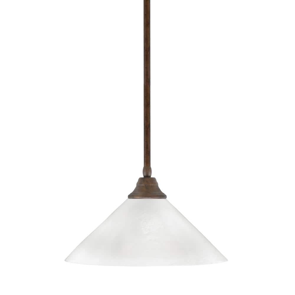 Sparta 100-Watt 1 Light Bronze Shaded Pendant Light with 16 in. White Marbl