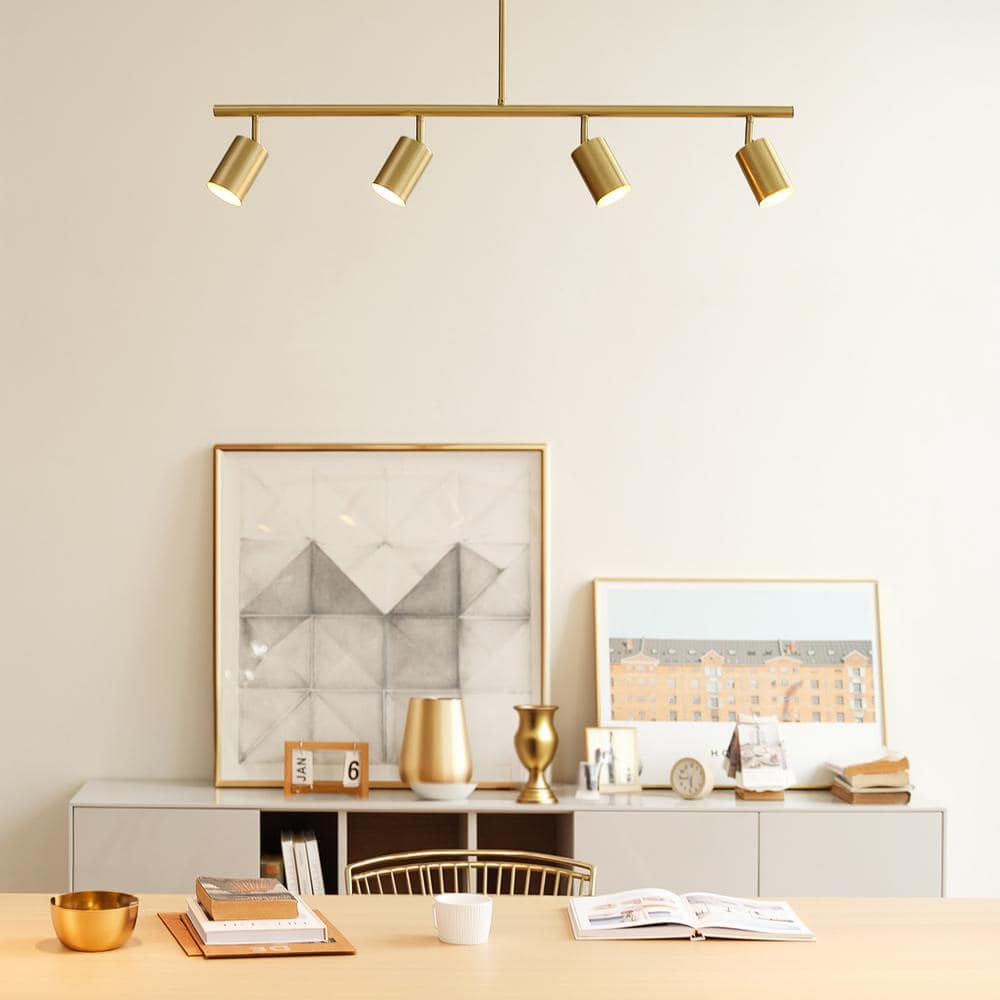 Matte Brass Adjustable Height 4-Light LED Ceiling Track Fixture