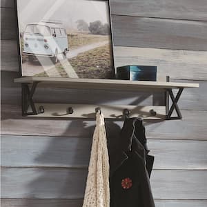 Cornerstone 36 in. W Wood with Concrete-Coating Coat Hook with Shelf