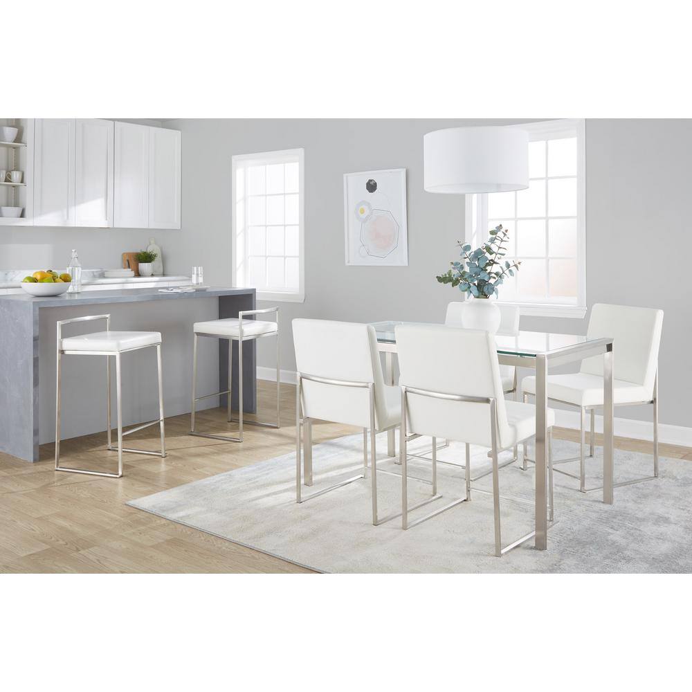 Contemporary Fuji 31" White Faux Leather Counter Stool