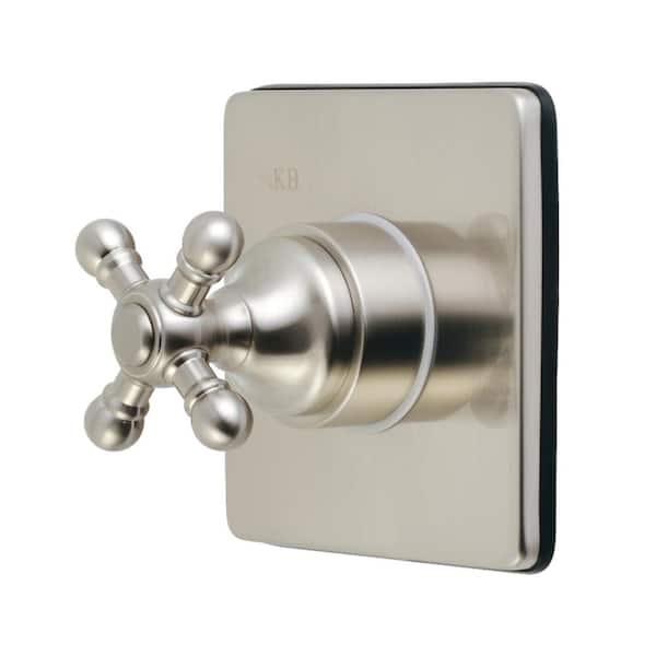 Single-Handle 1-Hole Wall Mount Three-Way Diverter Valve with Trim Kit in Brushed Nickel