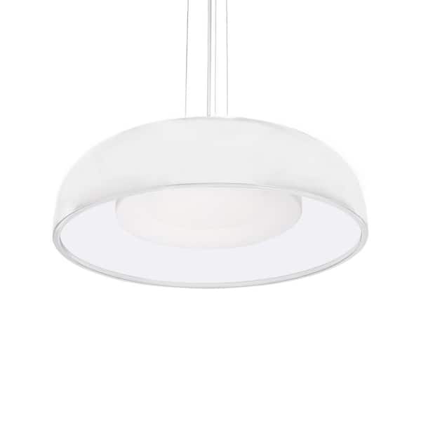 Beacon 20 in. 1 Light 24-Watt White Integrated LED Pendant Light
