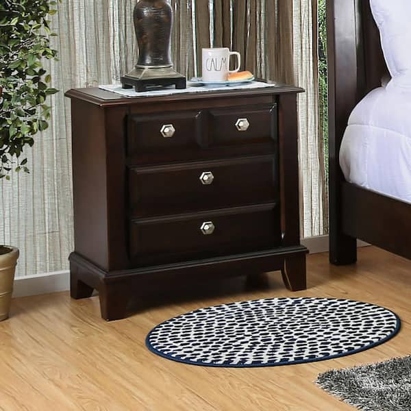 Furniture of America Vermo Brown Cherry 3-Drawer 28.38 in. W Nightstand
