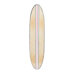 White Striped Wood Surfboard Wall Art