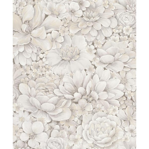 Unbranded Floral Texture Grey / Beige Matte Finish Vinyl on Non-Woven Non-Pasted Wallpaper Sample