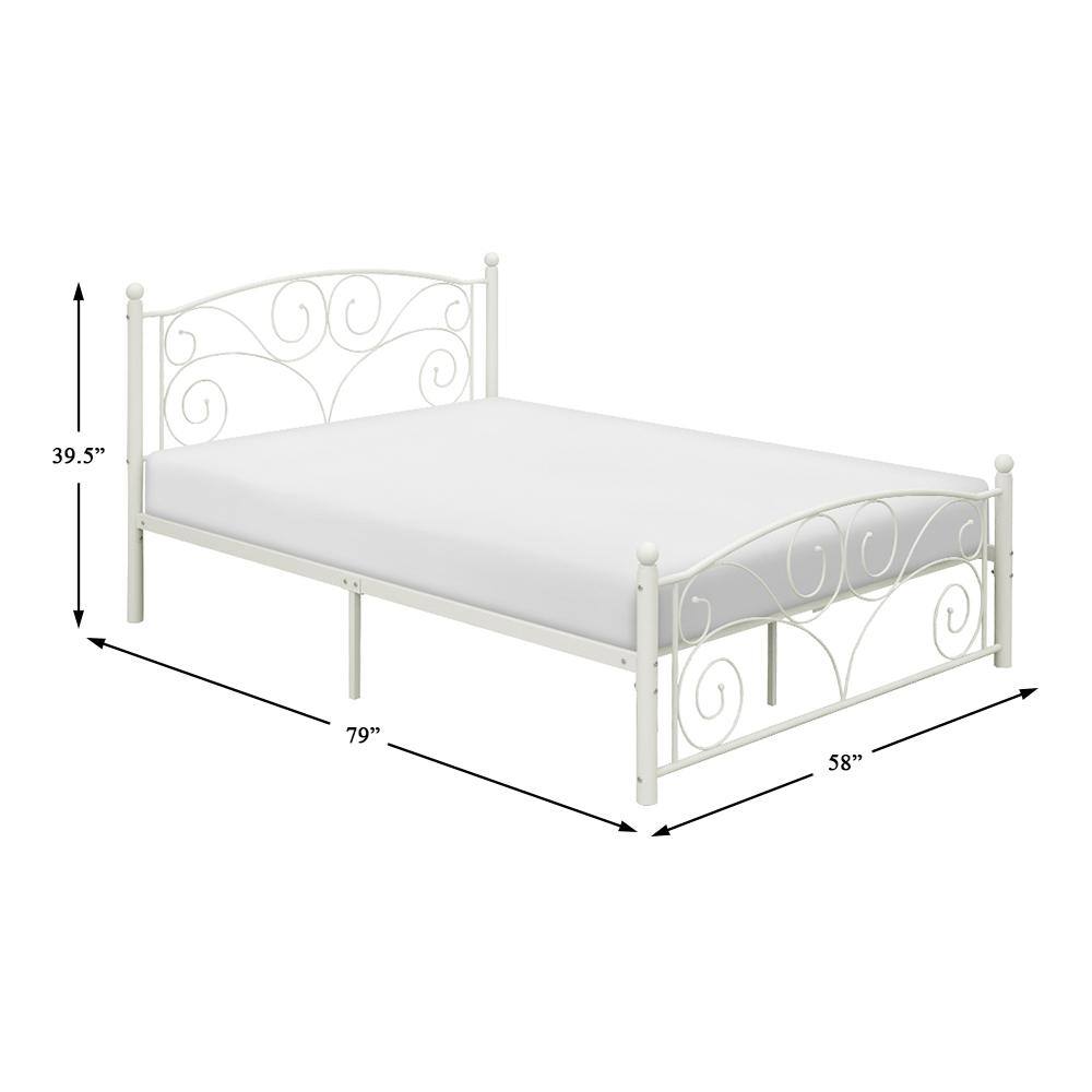 Elegant Transitional Full Poster Bed with Metal Frame in White