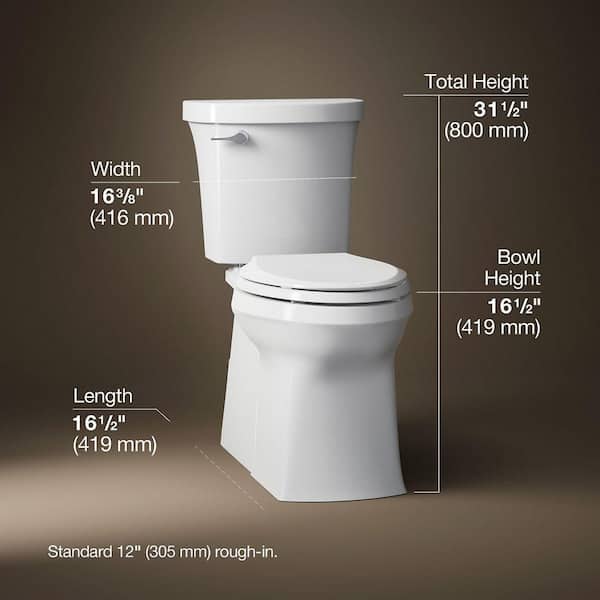 Valiant 12 in. Rough In 2-Piece 1.28 GPF Single Flush Elongated Toilet in White Seat Included