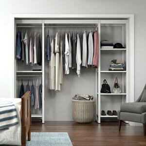 91 in. W White Adjustable Tower Wood Closet System with 9 Shelves