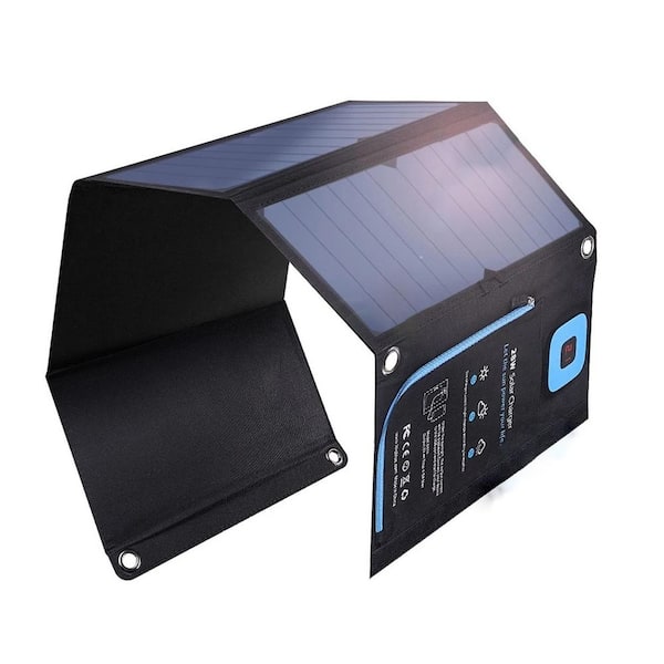 EKIEUDL Solar Charger 38800mAh Power Bank Black with Dual 5V3.1A USB Outputs Qi Wireless Charger Waterproof Built-in Solar Panel