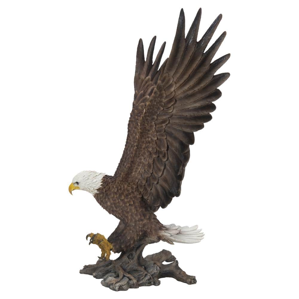 Large Brown and White Polyresin Flying Eagle Garden Statue