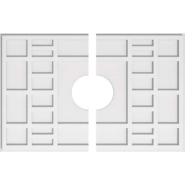 Ekena Millwork 36 in. W x 24 in. H x 7 in. ID x 1 in. P Beaux Architectural Grade PVC Contemporary Ceiling Medallion (2-Piece)