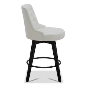 Haynes 26 in. White High Back Wood Swivel Counter Stool with Faux Leather Seat