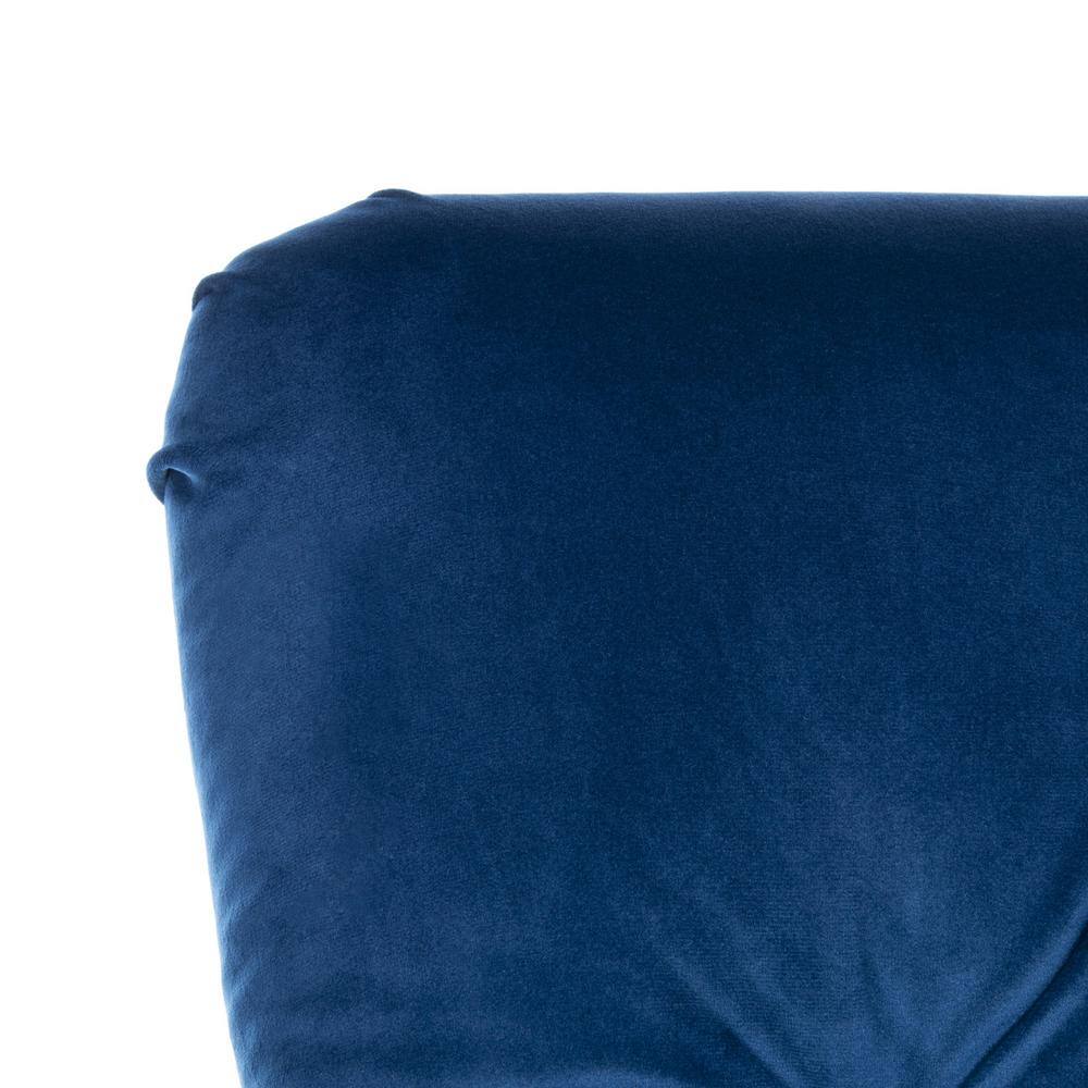 Navy Velvet Tufted Arm Chair with Espresso Wood Legs